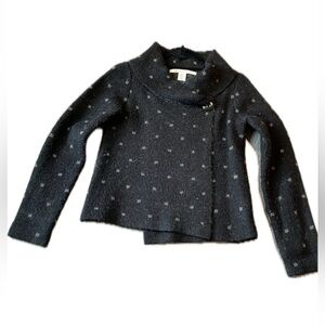 MAX STUDIO Gray & Black Soft Warm Cowl neck button sweater .